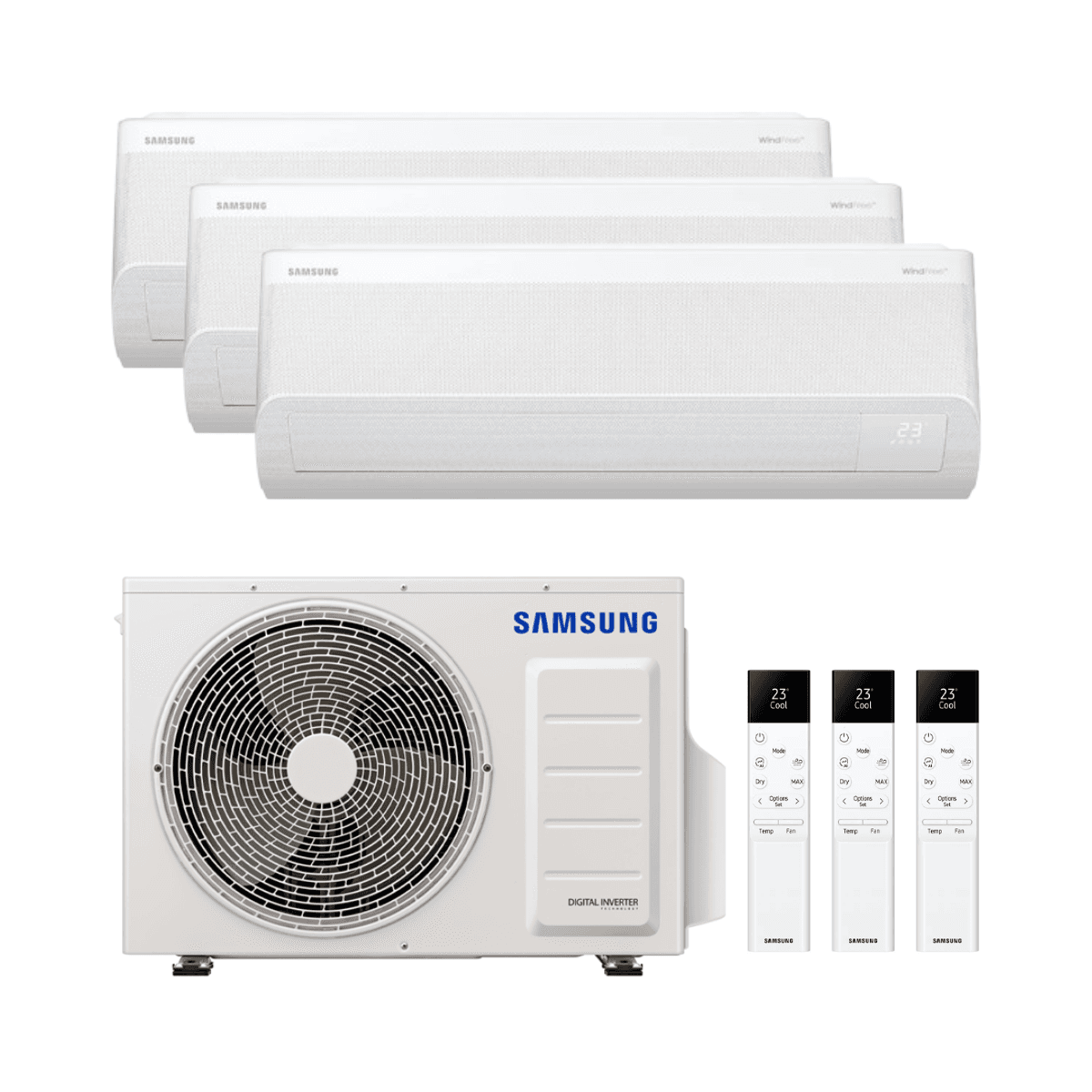 Aria condizionata 3x1 con wifi Samsung WindFree Comfort S2 AJ068TXJ3KG/EU 2,5 kW + 2,5 kW + 3,5 kW con riferimento KITSAMWINDFREE6809+09+12 del marchio SAMSUNG