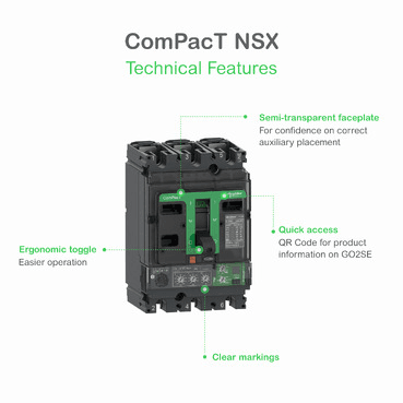 Interruttore automatico ComPacT NSX250F 36kA AC 4P3R 250A TMD con riferimento C25F6TM250 del marchio SCHNEIDER ELECTRIC