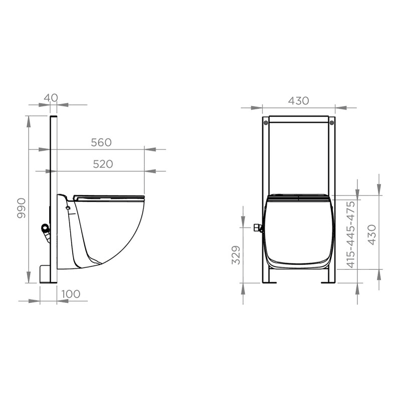 Telaio con WC trituratore SFA Sanicompact Comfort+ con riferimento C72LVCPLUS del marchio SFA SANITRIT