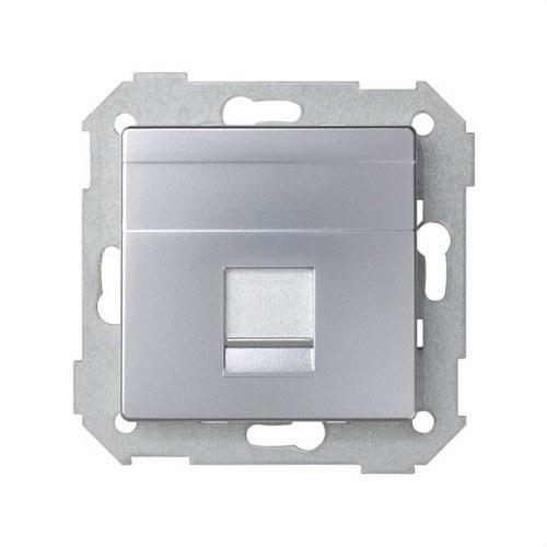 Piastra voce e dati piatta con copripolvere per 1 connettore RJ45 AMP® alluminio Simon 82 con riferimento 82005-33 del marchio SIMON