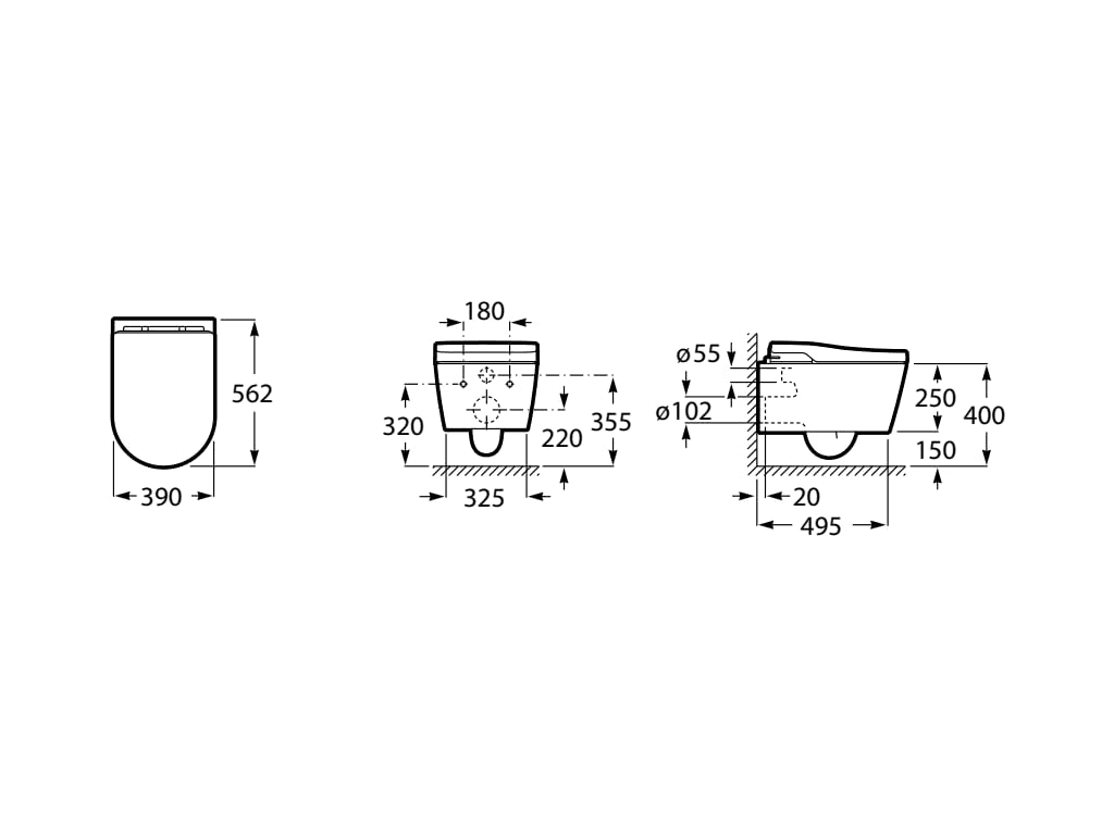 Inodoro intelligente In-Wash® Inspira sospeso Roca Rimless con riferimento A803060001 del marchio ROCA