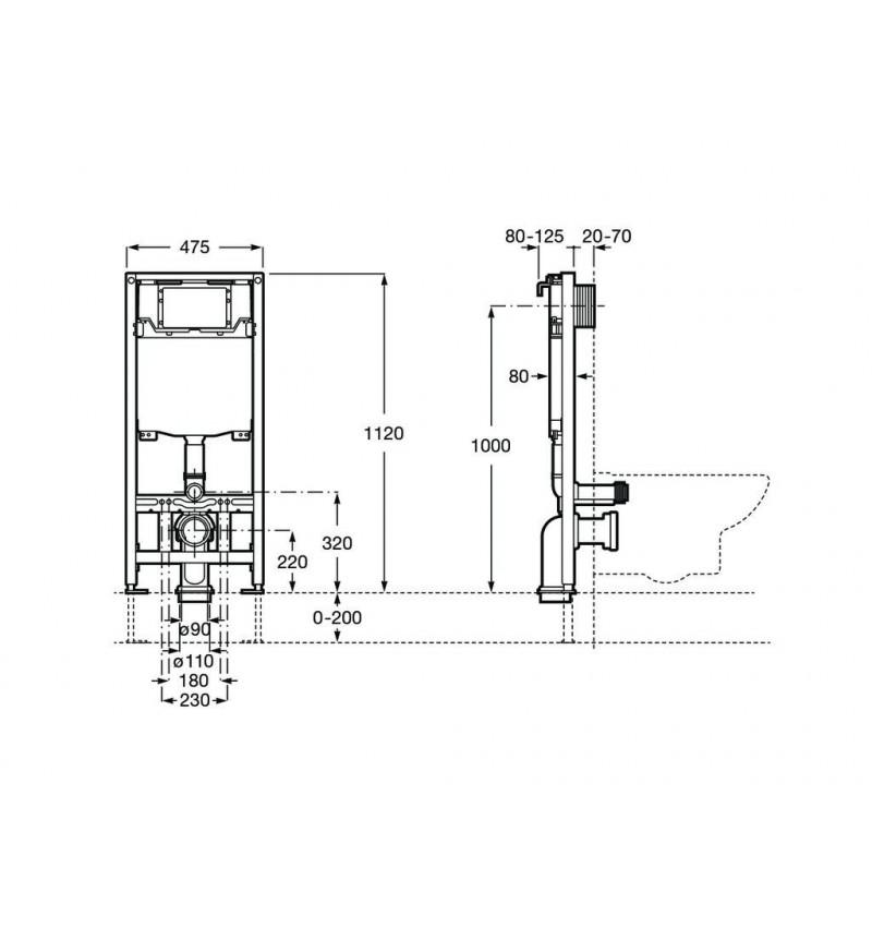Telaio con cassetta doppia per WC sospeso Roca WC One con riferimento A890070020 del marchio ROCA