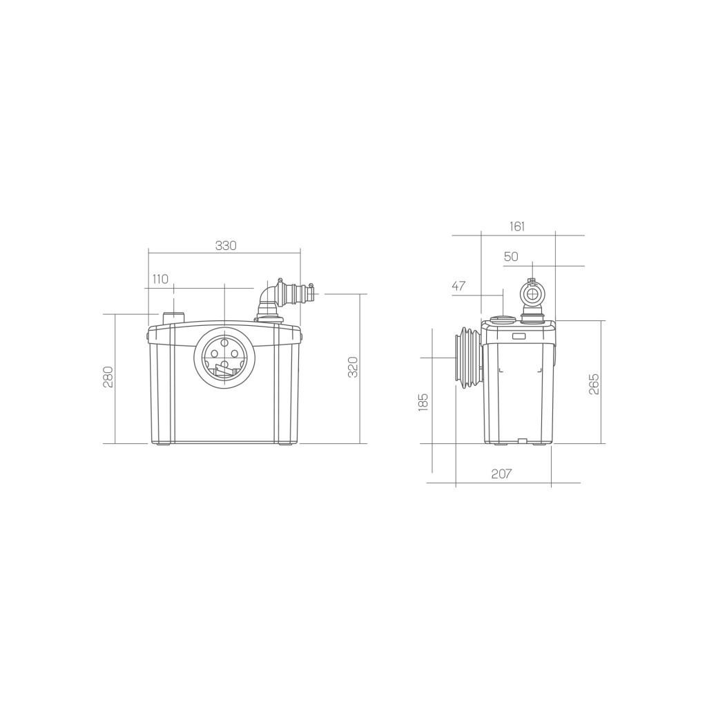 Trituratore sanitario SFA SANITOP per WC e lavabi con riferimento 0100200 del marchio SFA SANITRIT
