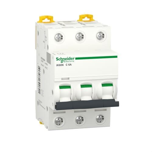 Interruttore Magnetotermico IK60N 3P 6A Curva C con riferimento A9K17306 del marchio SCHNEIDER ELECTRIC