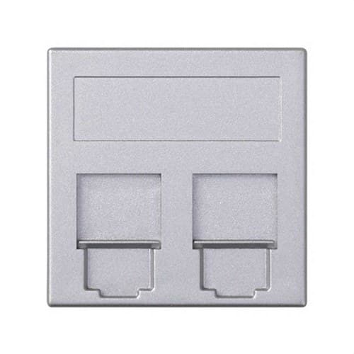 Flat voice and data plate with dust cover 1 element for 2 RJ45 compatibility with other manufacturers aluminium Simon 500 Cima with reference 50000089-033 from the brand SIMON
