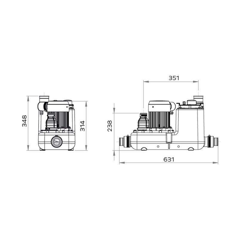 Pompa di evacuazione SFA SANICOM 1 per acque grigie ad uso intensivo con riferimento 04COM1M del marchio SFA SANITRIT
