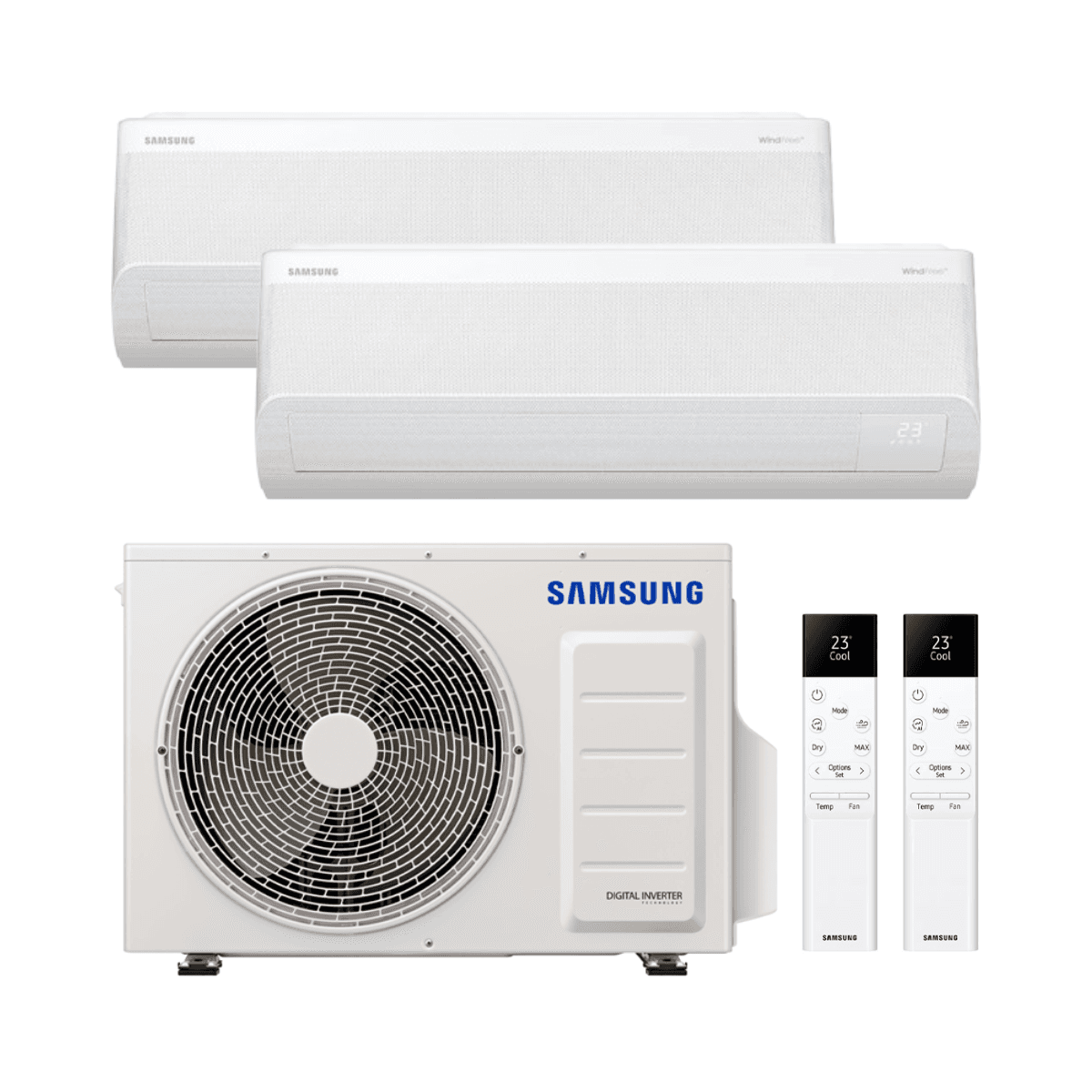 Condizionatore d'aria 2x1 con wifi Samsung WindFree Comfort S2 3,5 kW + 5,0 kW con riferimento KITSAMWFCS212+18 del marchio SAMSUNG