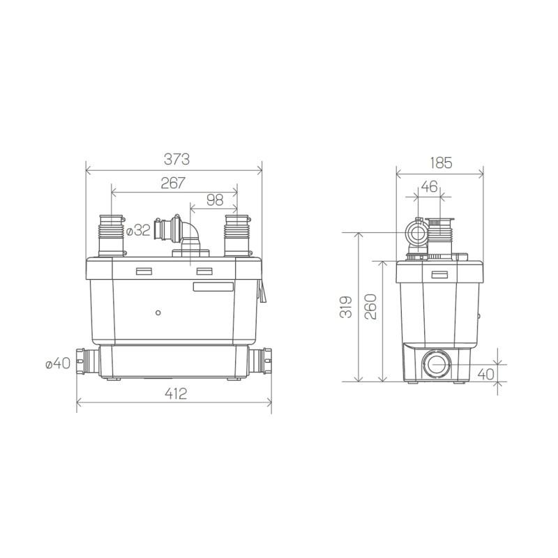 Pompa di evacuazione SFA SANIVITE per cucine e lavanderie con riferimento 0100700 del marchio SFA SANITRIT