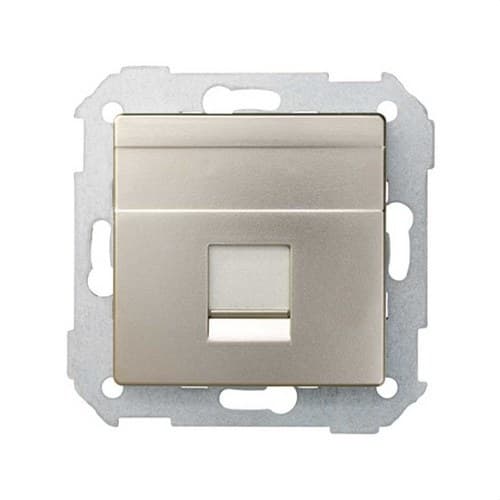 Piastra voce e dati piatta con copripolvere per 1 connettore RJ45 AMP® alluminio Simon 82 con riferimento 82005-34 del marchio SIMON