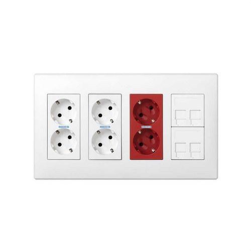Surface-Mount/Flush-Mount Wall Box Kit 4 Double Elements with 2 Double Sockets, 1 Double UPS and 2 Double RJ45 Plates White Simon 500 Cima with reference 51000401-030 from the brand SIMON