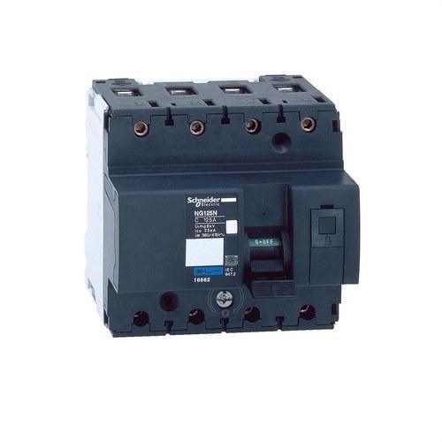 Interruttore Magnetotermico NG125N 4P 80A Curva C con riferimento 18658 del marchio SCHNEIDER ELECTRIC