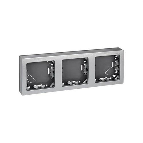 Cornice con base per 3 elementi orizzontale alluminio Simon 73 Loft con riferimento 73630-63 del marchio SIMON