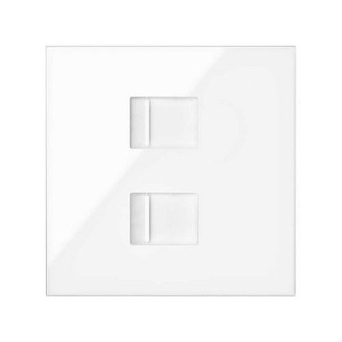 Copertura per voce e dati con copripolvere per 2 connettori RJ45 bianco brillante Simon 100 con riferimento 10000006-130 del marchio SIMON