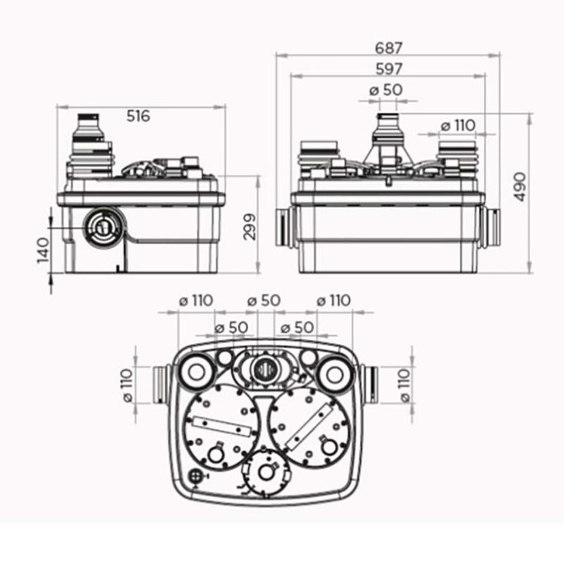 Stazione di pompaggio generale SFA SANICUBIC 2 Classic con riferimento 040000002 del marchio SFA SANITRIT