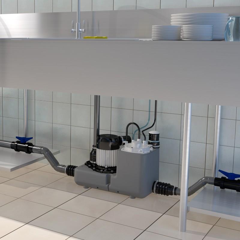 Pompa di evacuazione SFA SANICOM 1 per acque grigie ad uso intensivo con riferimento 04COM1M del marchio SFA SANITRIT